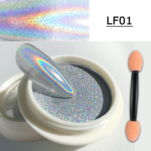 Polvo Espejo Mágico para Manicura - Efecto Aurora Láser con Aplicador