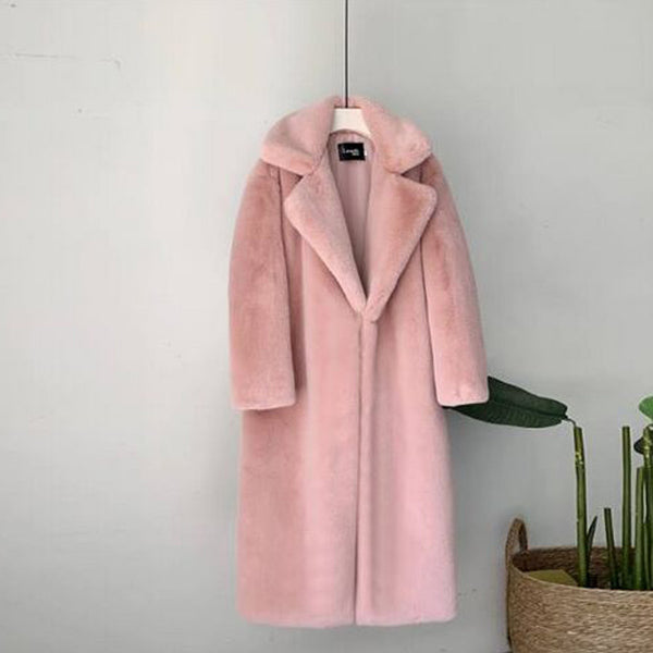 Abrigo de Piel Sintética Conejo para Mujer Talla Plus