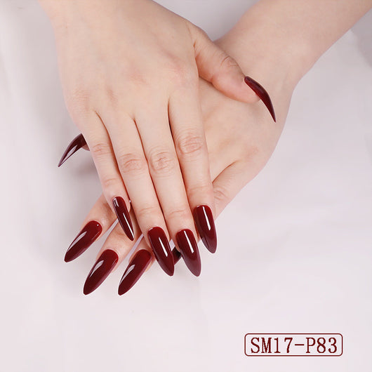 Uñas Postizas Ovaladas Puntiagudas Rojo Intenso - Image 2