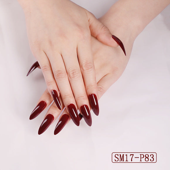 Uñas Postizas Ovaladas Puntiagudas Rojo Intenso