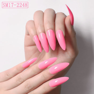 Uñas Postizas Ovaladas Puntiagudas Rojo Intenso - Image 8