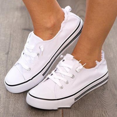 Zapatillas Plataforma Lona con Tacón Plano y Cordones - Image 15