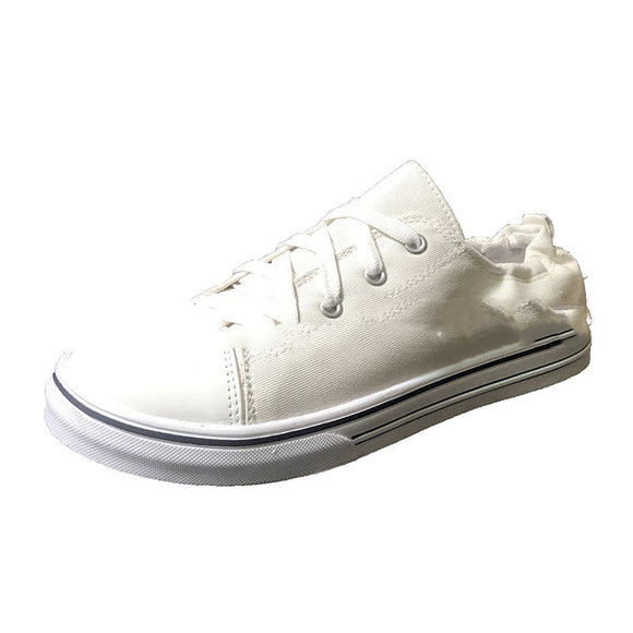 Zapatillas Plataforma Lona con Tacón Plano y Cordones