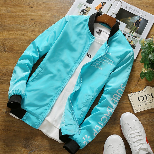 Chaqueta Casual de Béisbol con Cuello Alzado para Hombre