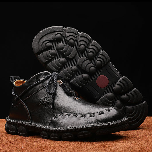 Botas Martin de Cuero Genuino para Hombre - Estilo Retro Británico Cosidas a Mano - Image 3