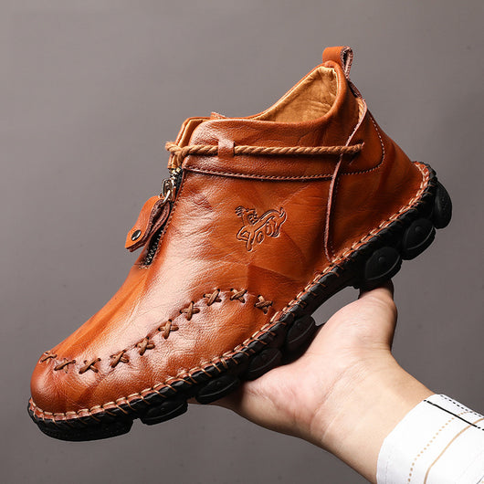 Botas Martin de Cuero Genuino para Hombre - Estilo Retro Británico Cosidas a Mano - Image 4