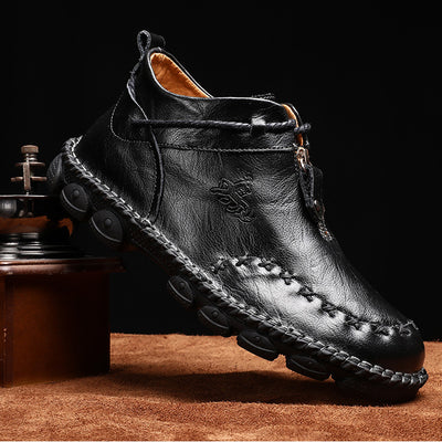 Botas Martin de Cuero Genuino para Hombre - Estilo Retro Británico Cosidas a Mano - Image 6