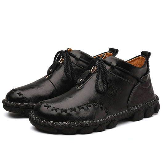 Botas Martin de Cuero Genuino para Hombre - Estilo Retro Británico Cosidas a Mano