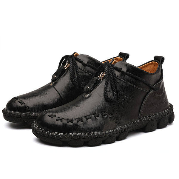 Botas Martin de Cuero Genuino para Hombre - Estilo Retro Británico Cosidas a Mano