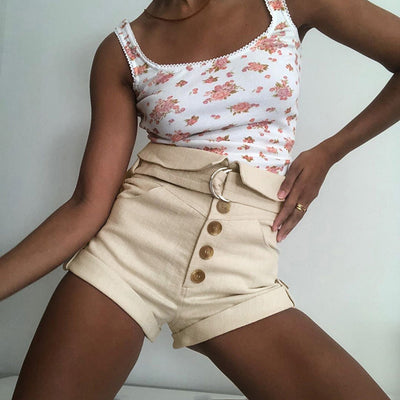 Shorts Slim Ajustado con Cinturón de Cadera y Botones - Colección Verano - Image 11