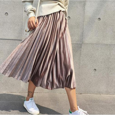 Falda Plisada de Terciopelo Metalizado - Media Cadera Elegante para Mujer - Image 18