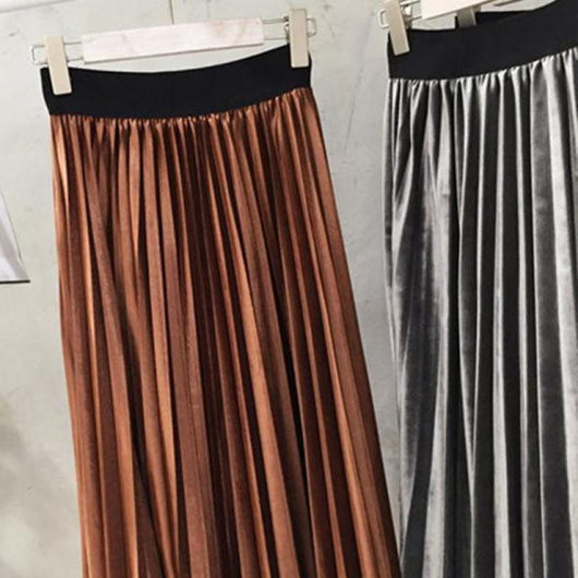 Falda Plisada de Terciopelo Metalizado - Media Cadera Elegante para Mujer - Image 21
