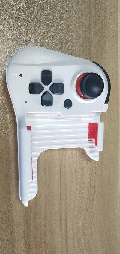 White mobile gaming controller with black D-pad, joystick with red accent, and expandable phone holder. - Image 5