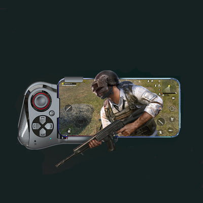 White mobile gaming controller with black D-pad, joystick with red accent, and expandable phone holder. - Image 4