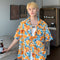 Men's Contrast Floral Hawaiian Shirt