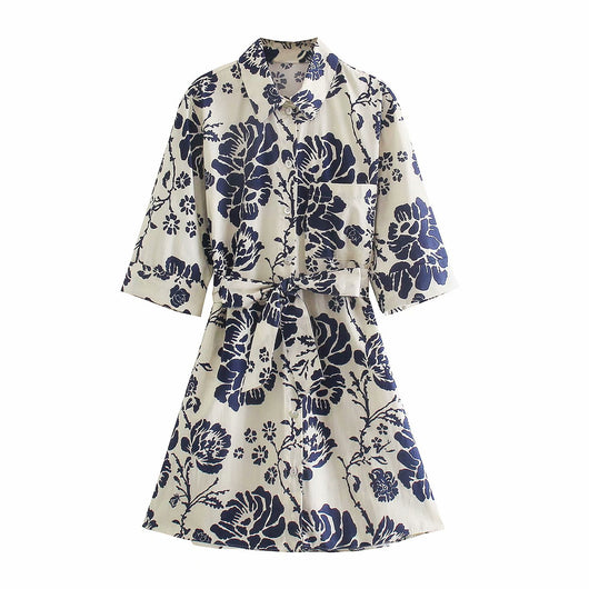 Vestido Estampado con Cinturón Estilo Europeo - Colección Verano - Image 2