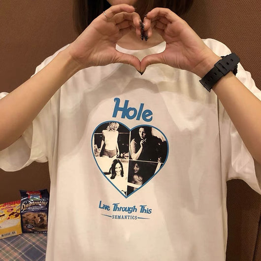 Playera Hip Hop Streetwear Hombre con Gráfico de Corazón y Letras - Image 3
