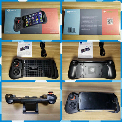 White mobile gaming controller with black D-pad, joystick with red accent, and expandable phone holder. - Image 11