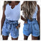 Short Denim Cintura Alta con Encaje y Cordones