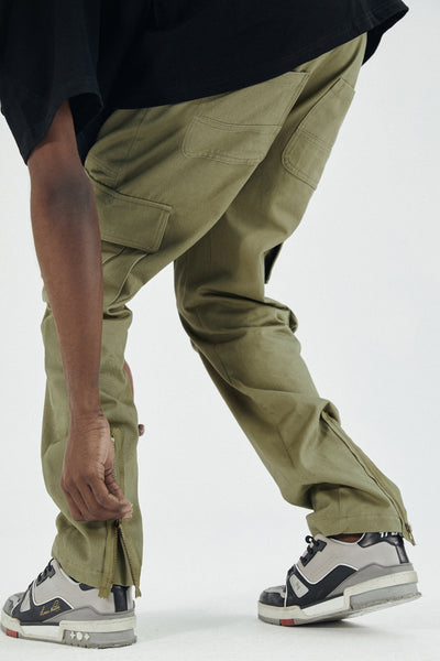 Pantalón de Trabajo Verde Militar con Bolsillos y Cierre - Image 8