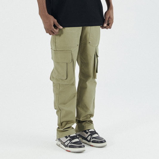 Pantalón de Trabajo Verde Militar con Bolsillos y Cierre
