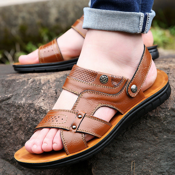 Sandalias de Cuero para Hombre - Zapatos de Playa Cómodos