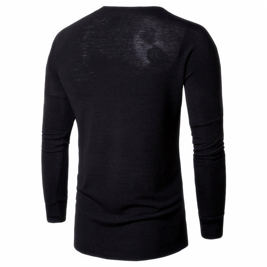 Suéter Casual de Cuello Redondo para Hombre - Manga Larga Colores Sólidos - Image 4