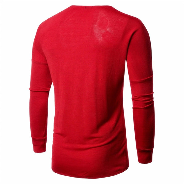 Suéter Casual de Cuello Redondo para Hombre - Manga Larga Colores Sólidos