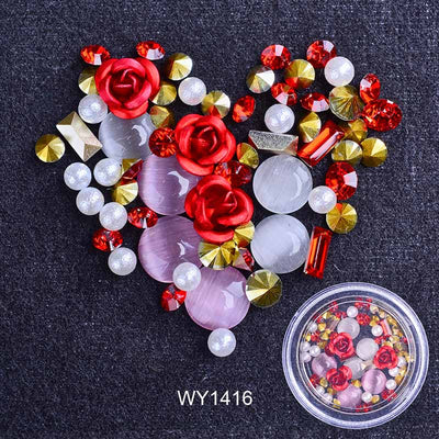 Joyas de Uñas con Flores Metálicas, Efecto Ojo de Gato y Cristales Brillantes - Image 6