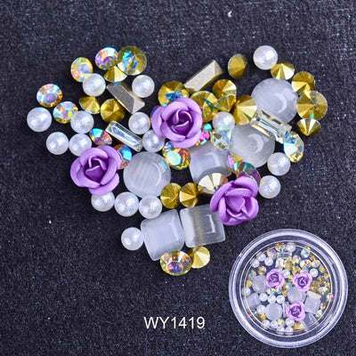 Joyas de Uñas con Flores Metálicas, Efecto Ojo de Gato y Cristales Brillantes - Image 8
