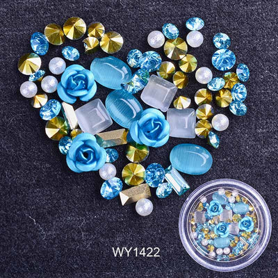 Joyas de Uñas con Flores Metálicas, Efecto Ojo de Gato y Cristales Brillantes - Image 9
