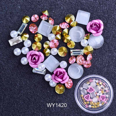Joyas de Uñas con Flores Metálicas, Efecto Ojo de Gato y Cristales Brillantes - Image 12