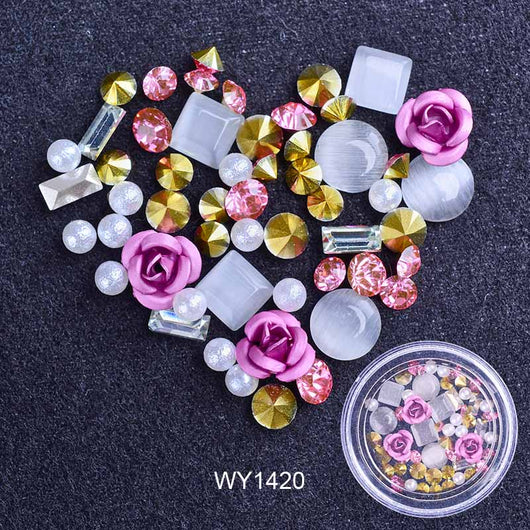Joyas de Uñas con Flores Metálicas, Efecto Ojo de Gato y Cristales Brillantes - Image 12