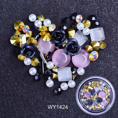 Joyas de Uñas con Flores Metálicas, Efecto Ojo de Gato y Cristales Brillantes - Image 11