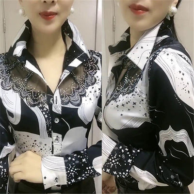 Blusa Larga Estilo Occidental con Encaje en Chifón para Mujer - Image 8