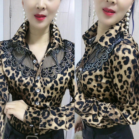 Blusa Larga Estilo Occidental con Encaje en Chifón para Mujer - Image 3