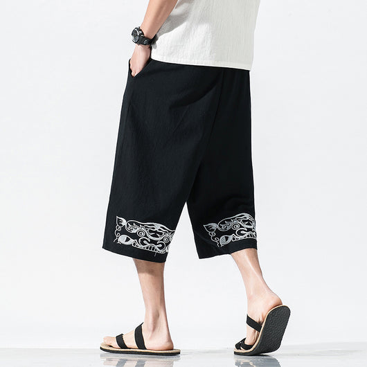 Pantalones Capri de Algodón y Lino Estilo Chino Casual - Image 10