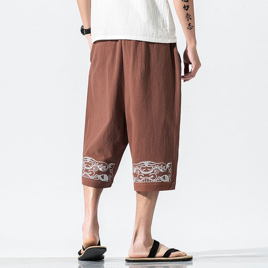 Pantalones Capri de Algodón y Lino Estilo Chino Casual - Image 13