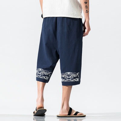 Pantalones Capri de Algodón y Lino Estilo Chino Casual - Image 2