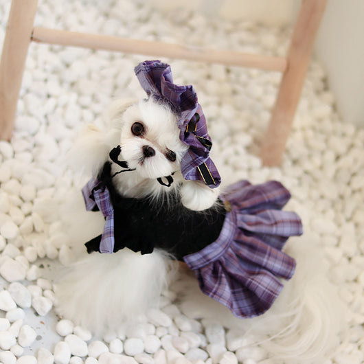 Vestido Escocés JK para Mascotas con Lazo y Pliegues - Image 7