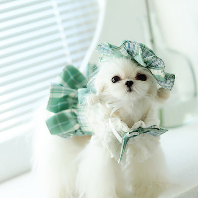 Vestido Escocés JK para Mascotas con Lazo y Pliegues