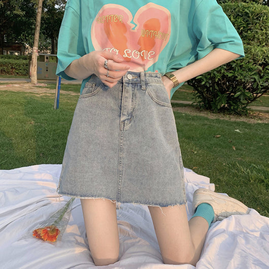 Falda Vaquera Corta Cintura Alta Estilo A-Line para Mujer Verano - Image 13