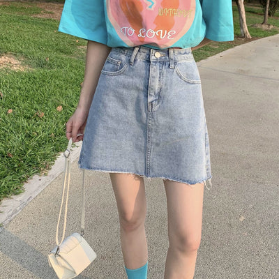 Falda Vaquera Corta Cintura Alta Estilo A-Line para Mujer Verano - Image 6