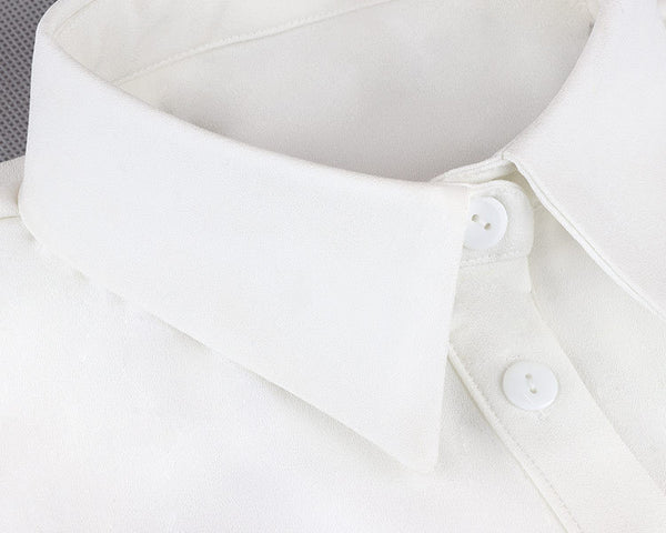 Blusa Casual de Gasa con Cuello Postizo Elegante
