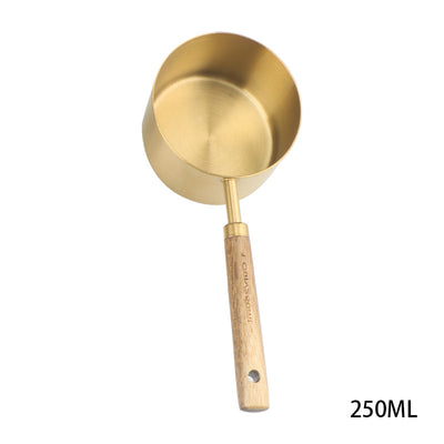 Set de 4 Cucharas Medidoras de Acero Inoxidable con Mango de Madera y Acabado Cobre - Image 9