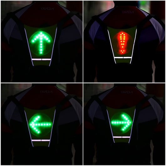 Mochila Chaleco Reflectante Recargable con Luz LED y Control Remoto para Ciclismo - Image 3
