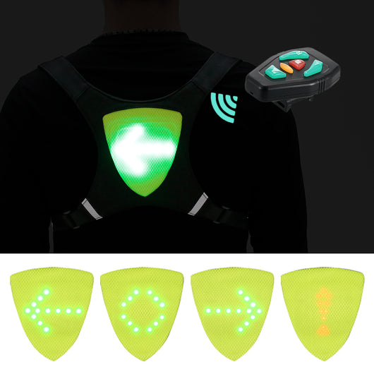 Mochila Chaleco Reflectante Recargable con Luz LED y Control Remoto para Ciclismo - Image 4