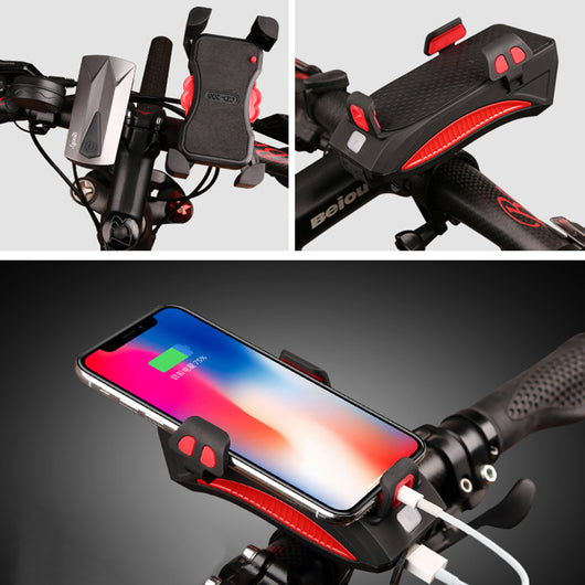 Soporte Multifuncional para Celular en Bicicleta con Cargador, Luz LED y Timbre - Image 19