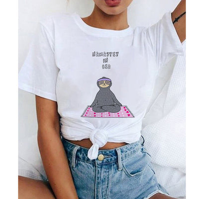 Playera Suelta Estampado Perezoso Manga Corta - Diseño Adorable - Image 8