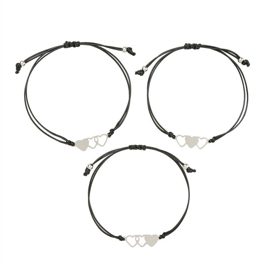 Pulsera Tejida de Acero Inoxidable con Corazón - Joyería Minimalista Moderna